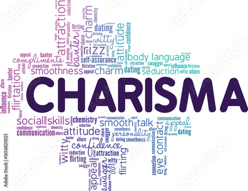 Charisma word cloud conceptual design isolated on white background.