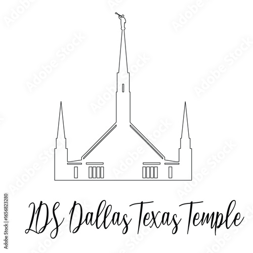 Dallas Texas LDS Temple sketch, Religious drawing, Church Clipart