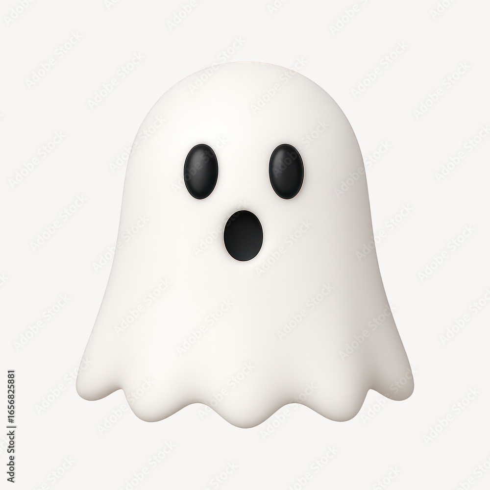 Fototapeta premium Cute ghost with surprised expression.