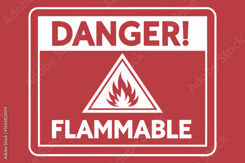 Bold red square warning label with cautionary graphics
