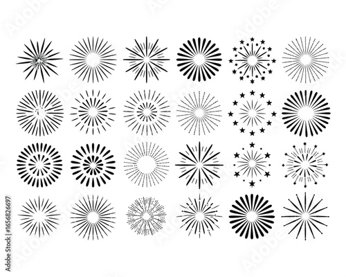 36 Burst & Starburst Sunbeam Vector Illustrations