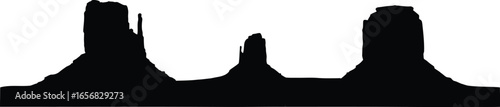 Monument Valley Silhouette Landscape Black Graphic on Transparent Background Utah Arizona Desert American West Iconic Buttes Western Scenery on transparent