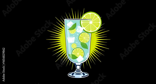 fruity cocktail, exotic cocktail, citrus mojito, fresh cocktail, cocktail with straw, cocktail with mint, alcoholic cocktail, cocktail with garnish, cold cocktail, cocktail illustration, cocktail vect