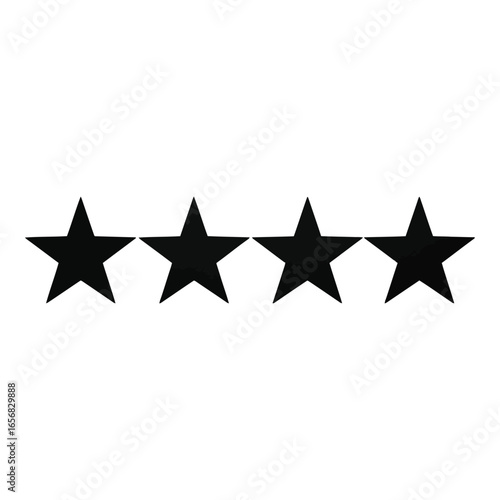 Vector art of four black stars, representing a rating or score