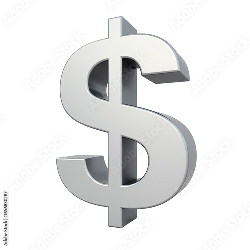 Polished silver dollar sign.