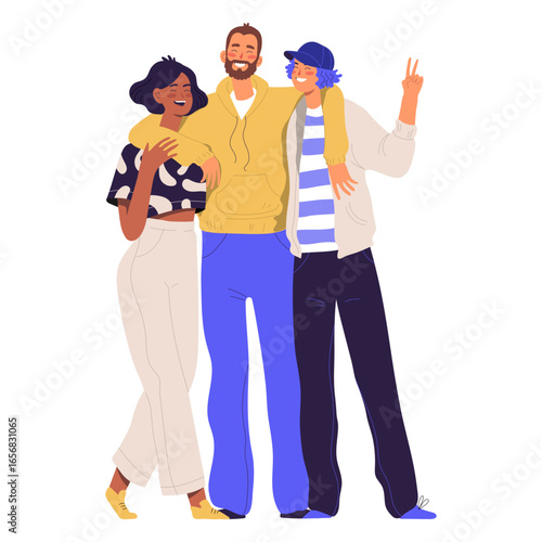 Friends laughing flat