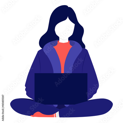 Winter woman notebook flat