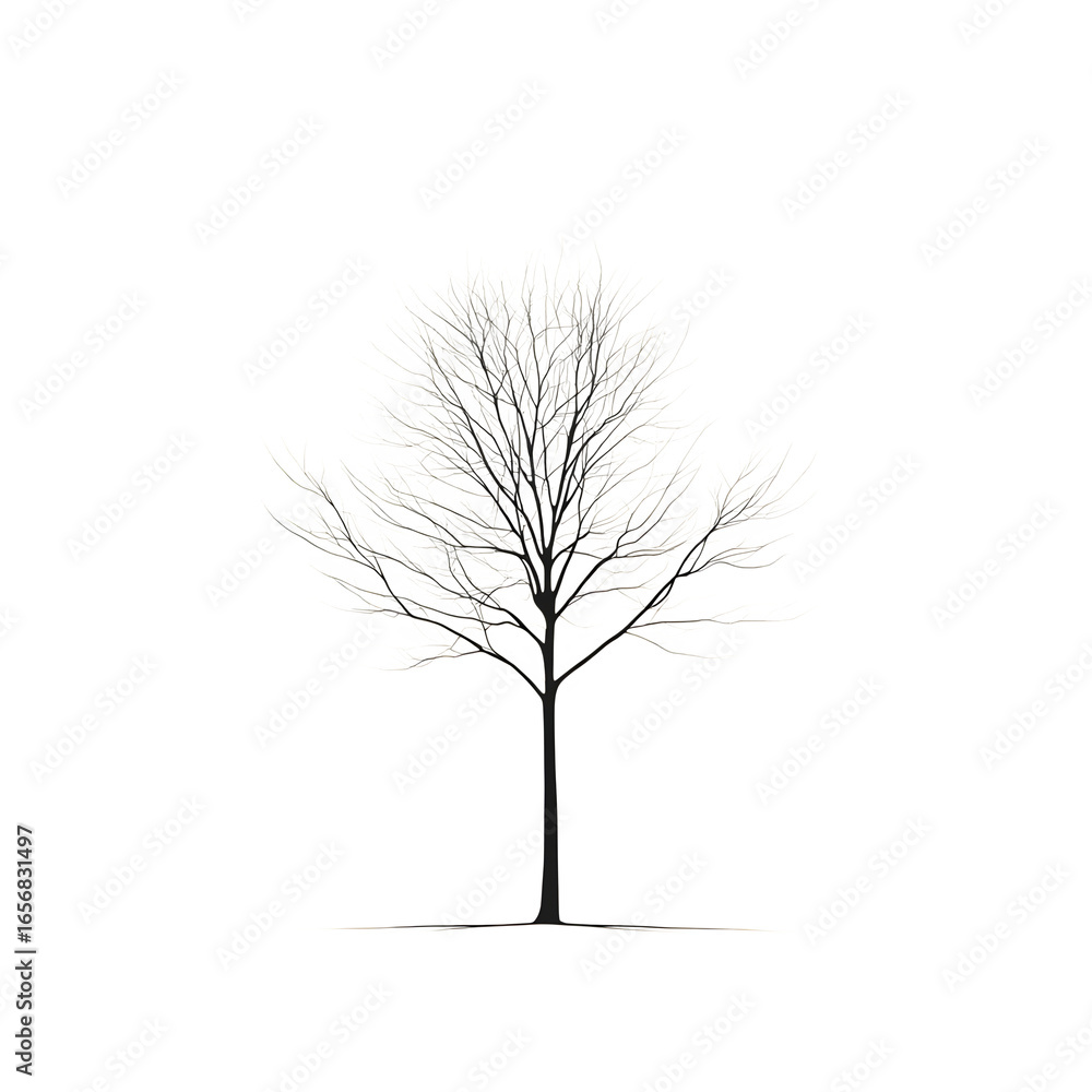 Obraz premium A minimalist tree silhouette formed with a continuous, ultra-thin monoline, perfect for eco-friendly designs.