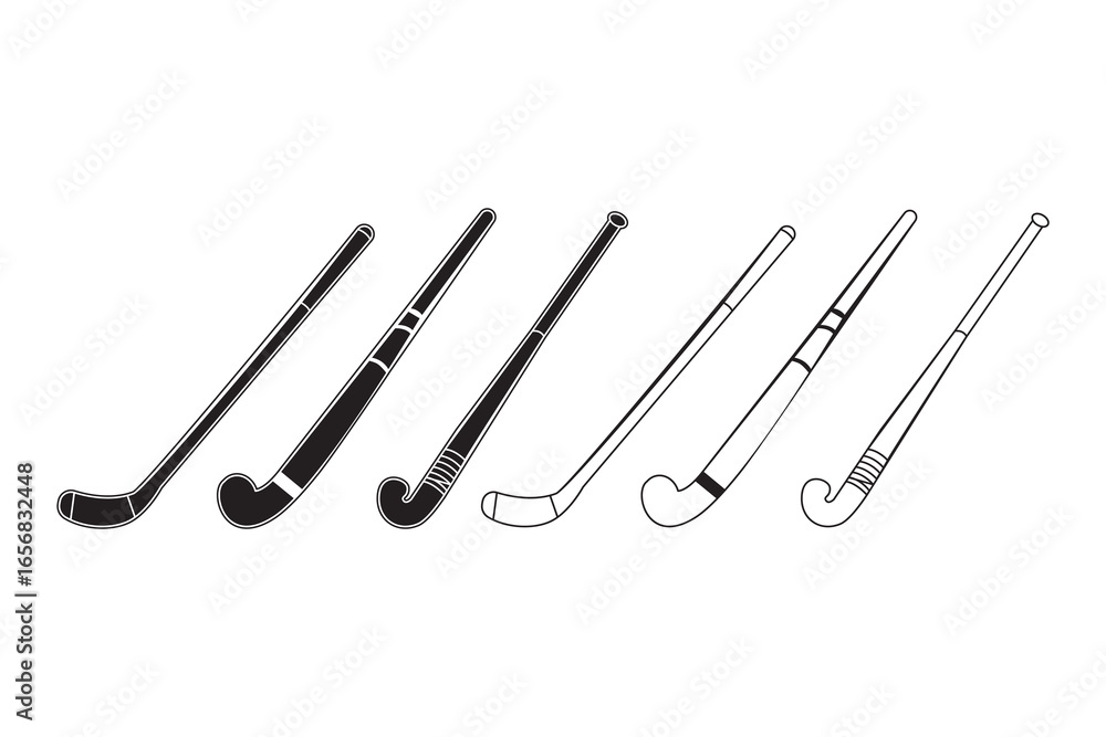 Fototapeta premium Hockey Sticks Array A Monochrome Set for Sports and Equipment Design