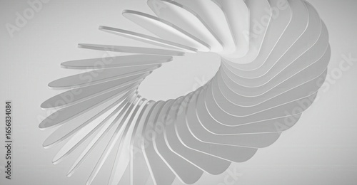 Abstract white spiral design. This image shows a mesmerizing spiral shape, perfect for modern design applications. The clean, crisp lines create a sense of movement and elegance.
