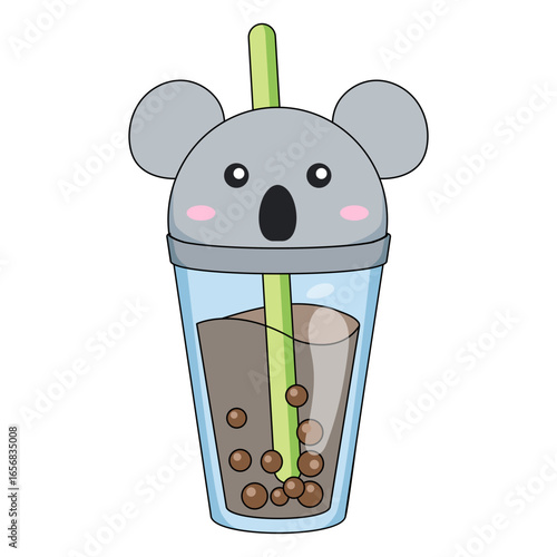 Bubble tea koala cap color stroke