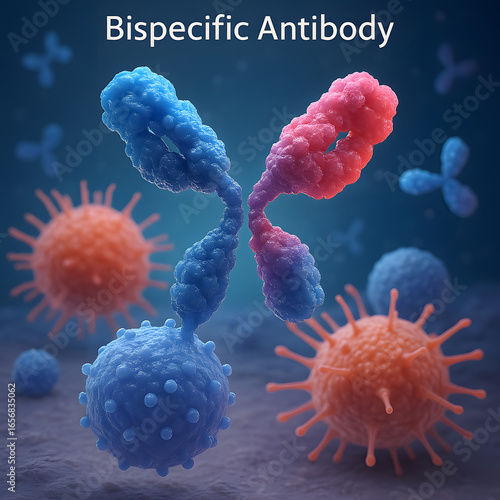 A bispecific antibody targeting different antigens for medical innovation. Vital in immunotherapy and biotechnology for advanced healthcare solutions.