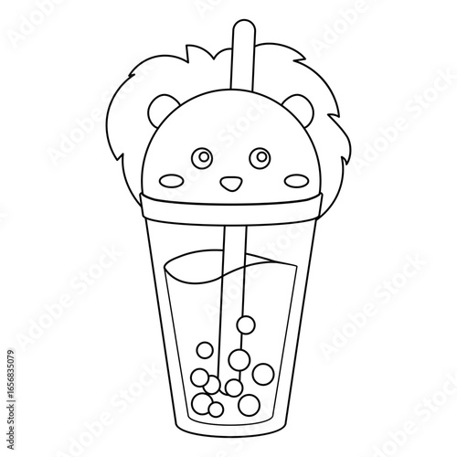 Bubble tea lion cap stroke