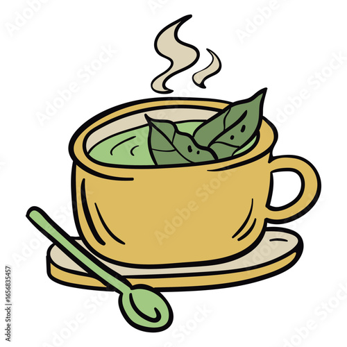 Coca tea leaves illustration