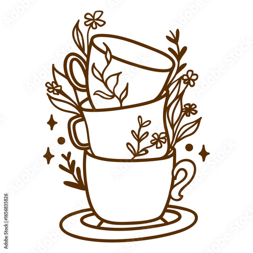 Cups of tea with flowers on it