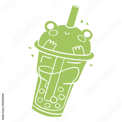 Frog boba tea cut out