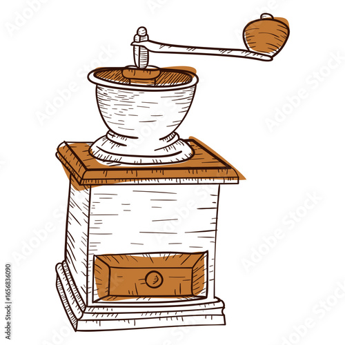 Hand drawn coffee grinder