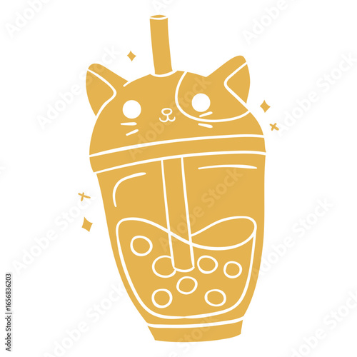 Kitty boba tea cut out