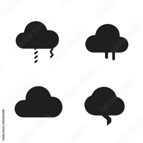 Weather Icons Set, Minimal Flat Climate Symbols