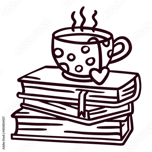 Pile of books tea stroke