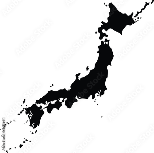 Wallpaper Mural Detailed Black Silhouette Map of Japan on Transparent Background silhouette black map Japan The style provides distinctive and recognizable representation the country The transparent background Torontodigital.ca