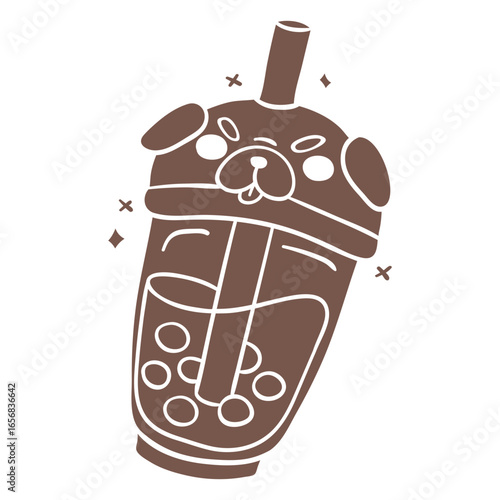 Pug boba tea cut out