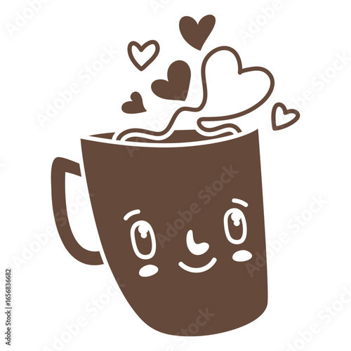 Romantic coffee cup cut out silhouette