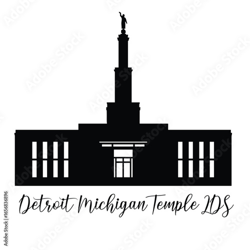 Detroit Michigan LDS Temple SVG, Religious Vector illustration, Church silhouette cricut