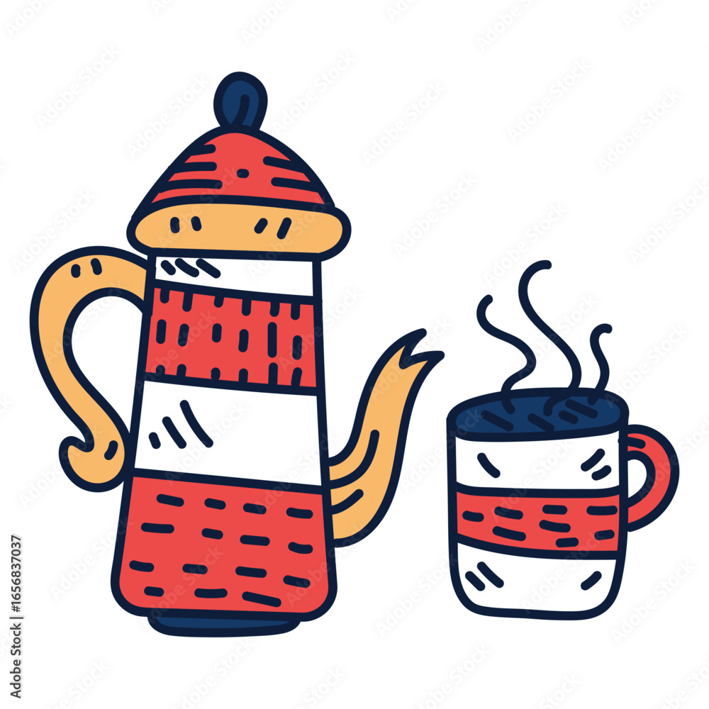 Obraz premium Tea pot and cup cartoon