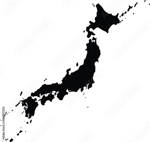 Detailed Black Silhouette of Japan Map on Transparent Background silhouette The transparent background is a valuable feature for designers to