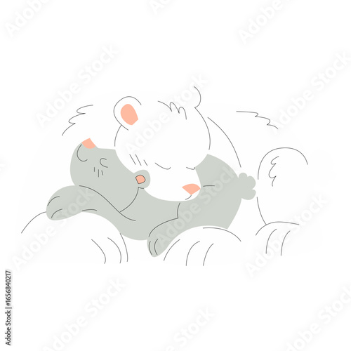 Animals mom and baby bears illustration