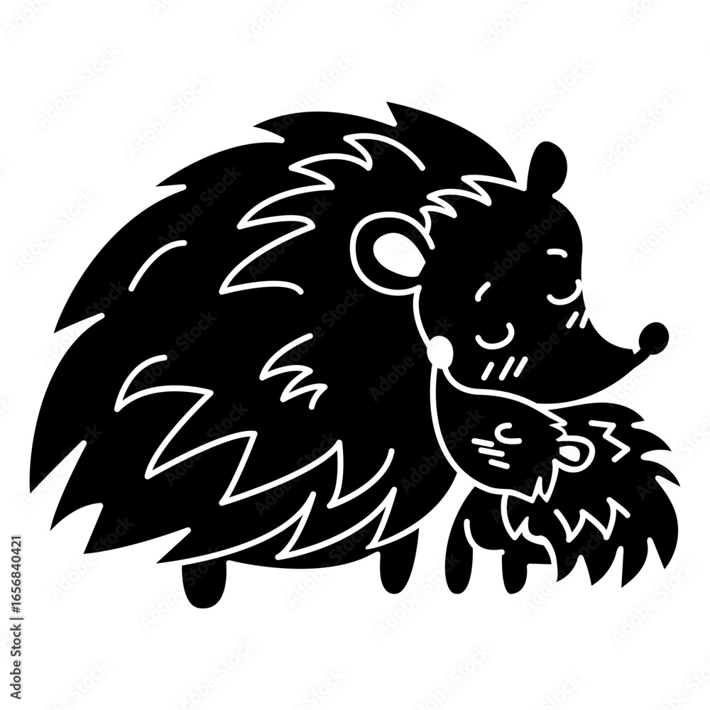 Fototapeta premium Animals mom and baby porcupine