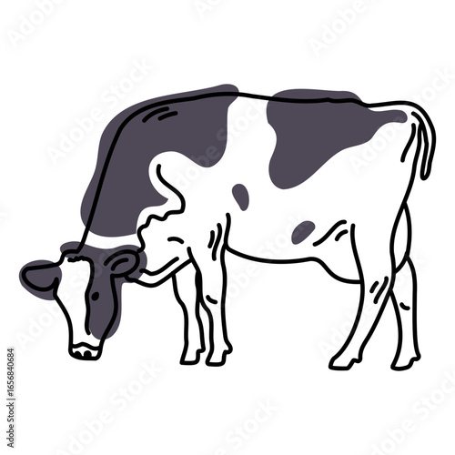 Black and white cow color stroke