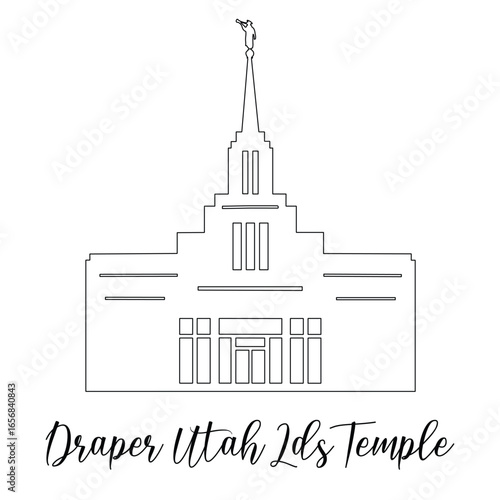 Draper Utah LDS Temple Sketch, Religious drawing, Church Clipart