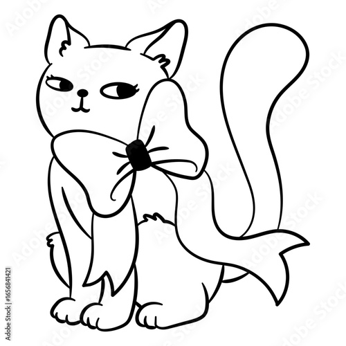 Cat with a ribbon bow