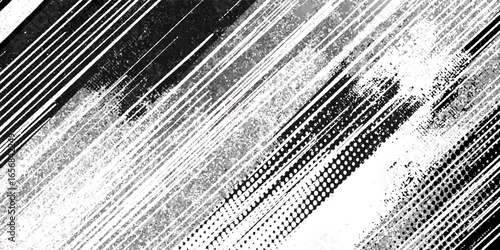 Abstract grunge grid polka dot halftone background pattern. Spotted black and white line illustration. Textures.