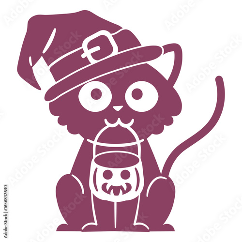 Cute witch cat trick or treat
