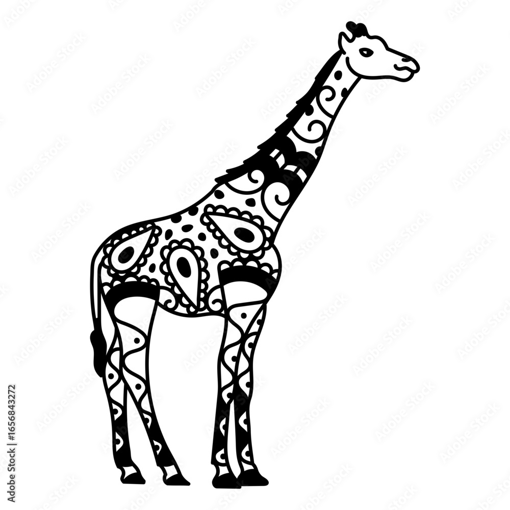 Fototapeta premium Giraffe from side mandala
