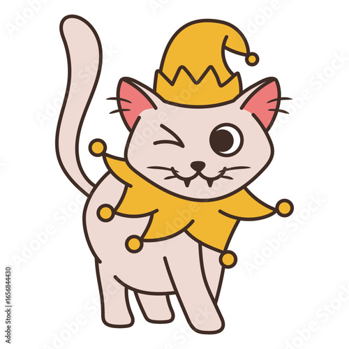 Playful cat jester illustration