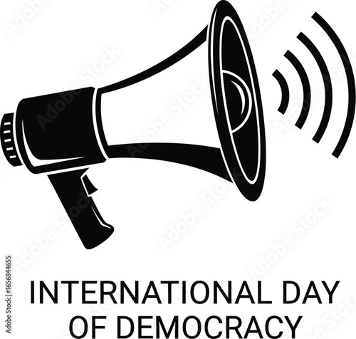 Vector art of international day of democracy illustration featuring a megaphone, symbolizing the power of voice, freedom of expression, and the importance of communication in a democratic society