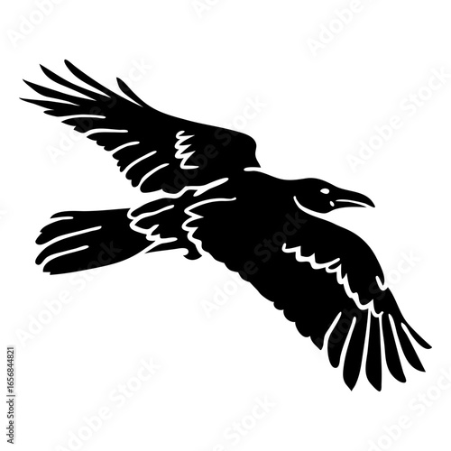 Raven hovering cut out