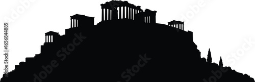 Photos Acropolis of Athens Greece Silhouette on Transparent Background