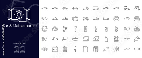 Car And Maintenance Line Editable Icons set. Vector illustration in modern thin line style of Car And Maintenance icons: maintenance, repair, service, etc