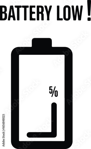 Illustration of a battery icon with low power warning
