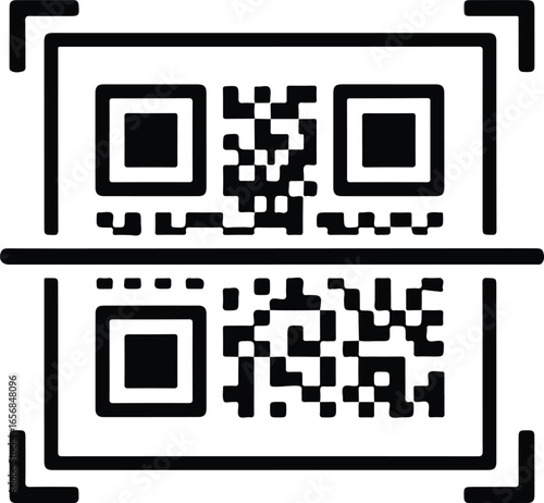 Qr code scan with corner brackets and horizontal line