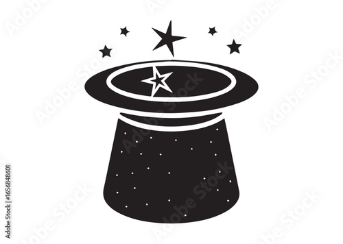 A magic hat silhouette black vector white background