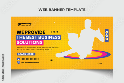 Corporate business marketing social media web banner template and youtube thumbnail template design. Business promotion web banner or video thumbnail template design.