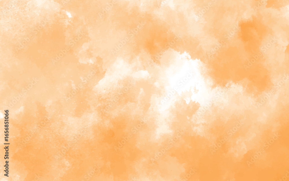 Fototapeta premium Abstract watercolor texture in orange tones for background. Watercolor painting design with orange cloudy gradient. Artistic orange clouds with a natural dispersion of color.