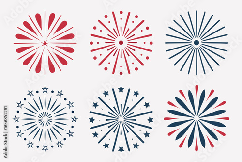 Collection of 30 unique firework illustrations for celebrations and events