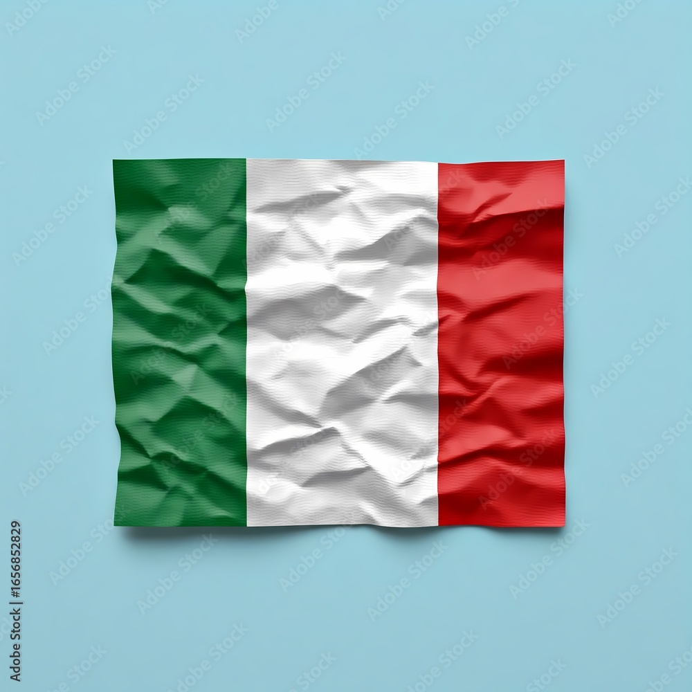 Obraz premium Crumpled Italian Flag on a Light Blue Background